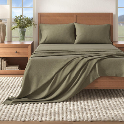 Heathered Solid Cotton Blend Flannel Sheets - Solid Cotton Flannel Sheets