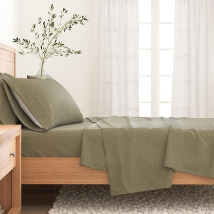 Heathered Solid Cotton Blend Flannel Sheets - Solid Cotton Flannel Sheets