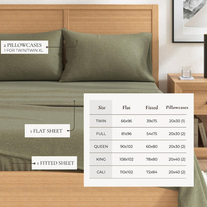 Heathered Solid Cotton Blend Flannel Sheets - Solid Cotton Flannel Sheets