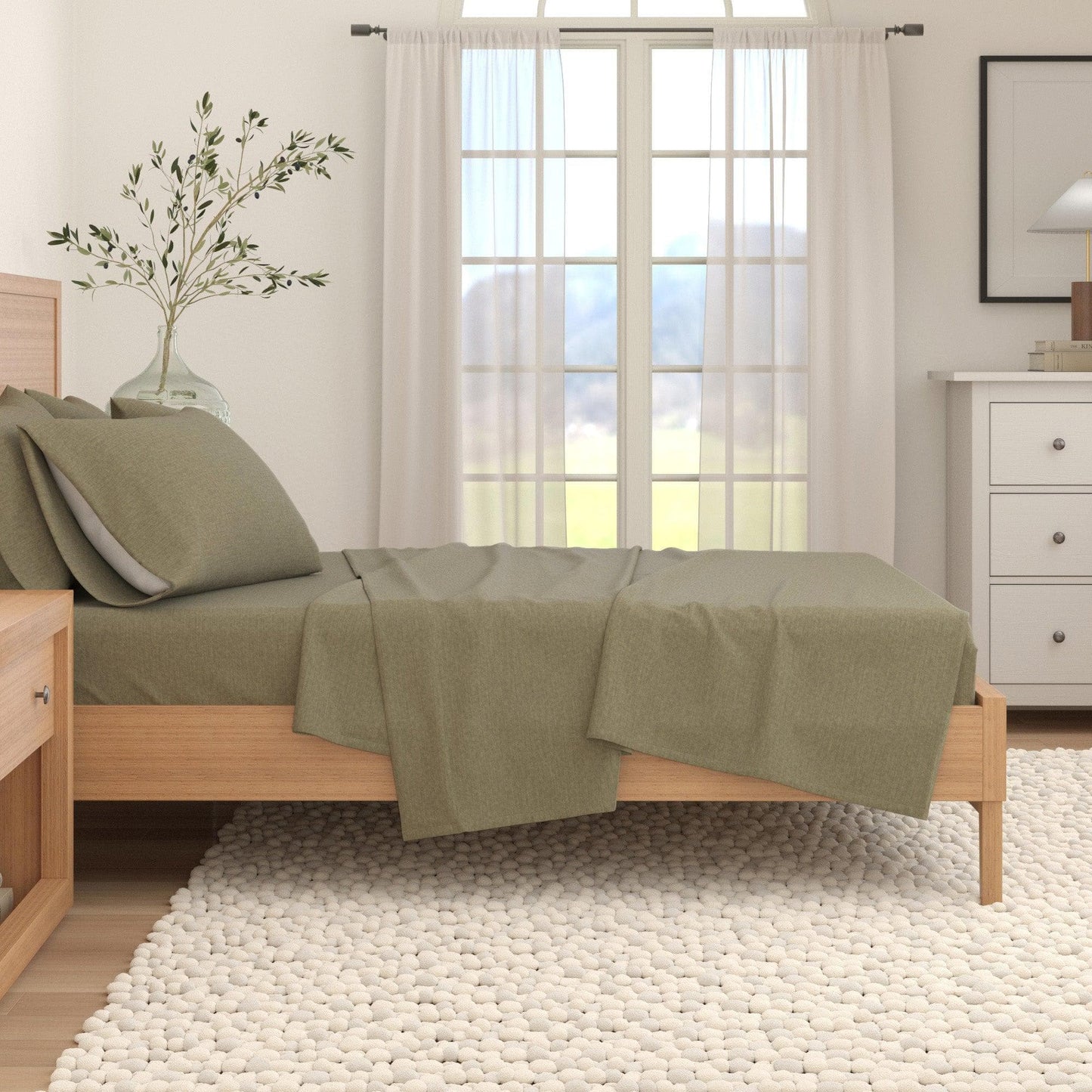 Heathered Solid Cotton Blend Flannel Sheets - Solid Cotton Flannel Sheets
