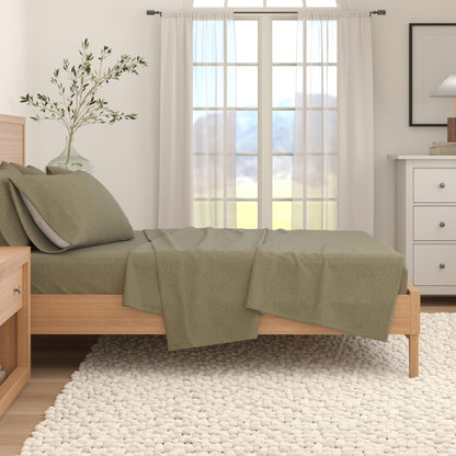 Heathered Solid Cotton Blend Flannel Sheets - Solid Cotton Flannel Sheets