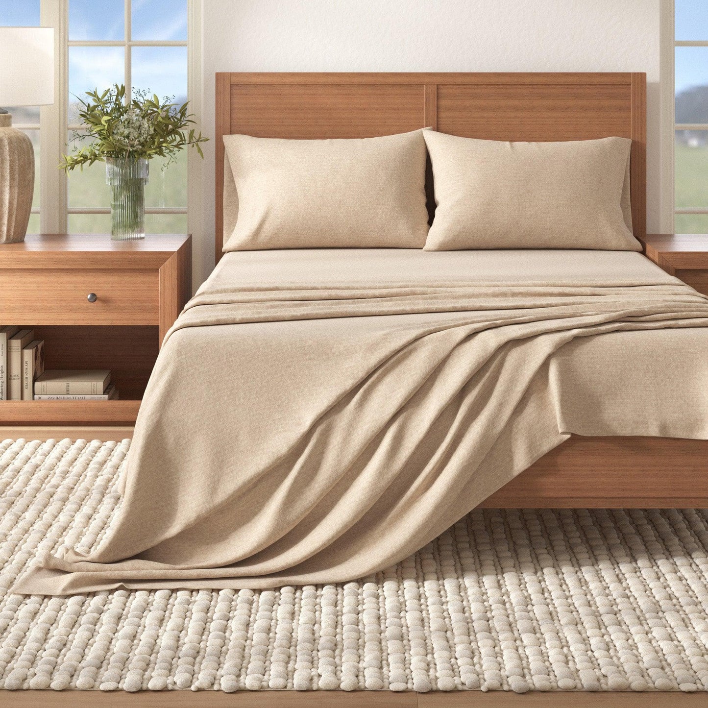 Heathered Solid Cotton Blend Flannel Sheets - Solid Cotton Flannel Sheets