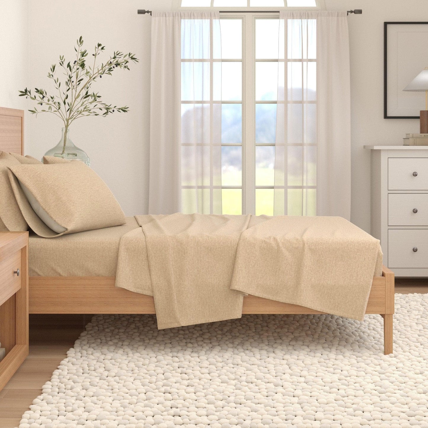 Heathered Solid Cotton Blend Flannel Sheets - Solid Cotton Flannel Sheets
