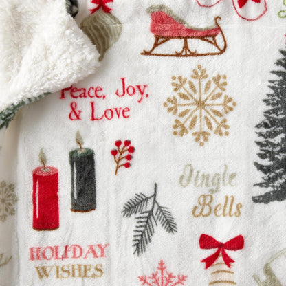 Christmas Sherpa Throw Blanket - Festive Christmas Themed Bedding