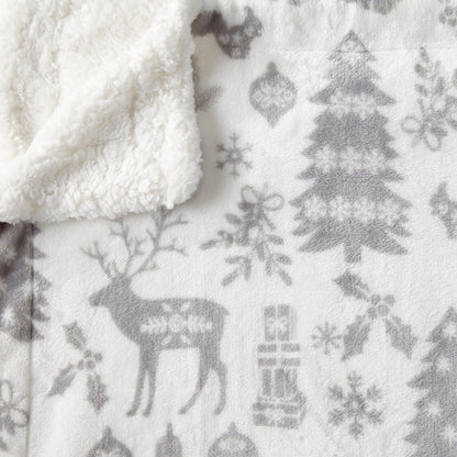 Christmas Sherpa Throw Blanket - Festive Christmas Themed Bedding