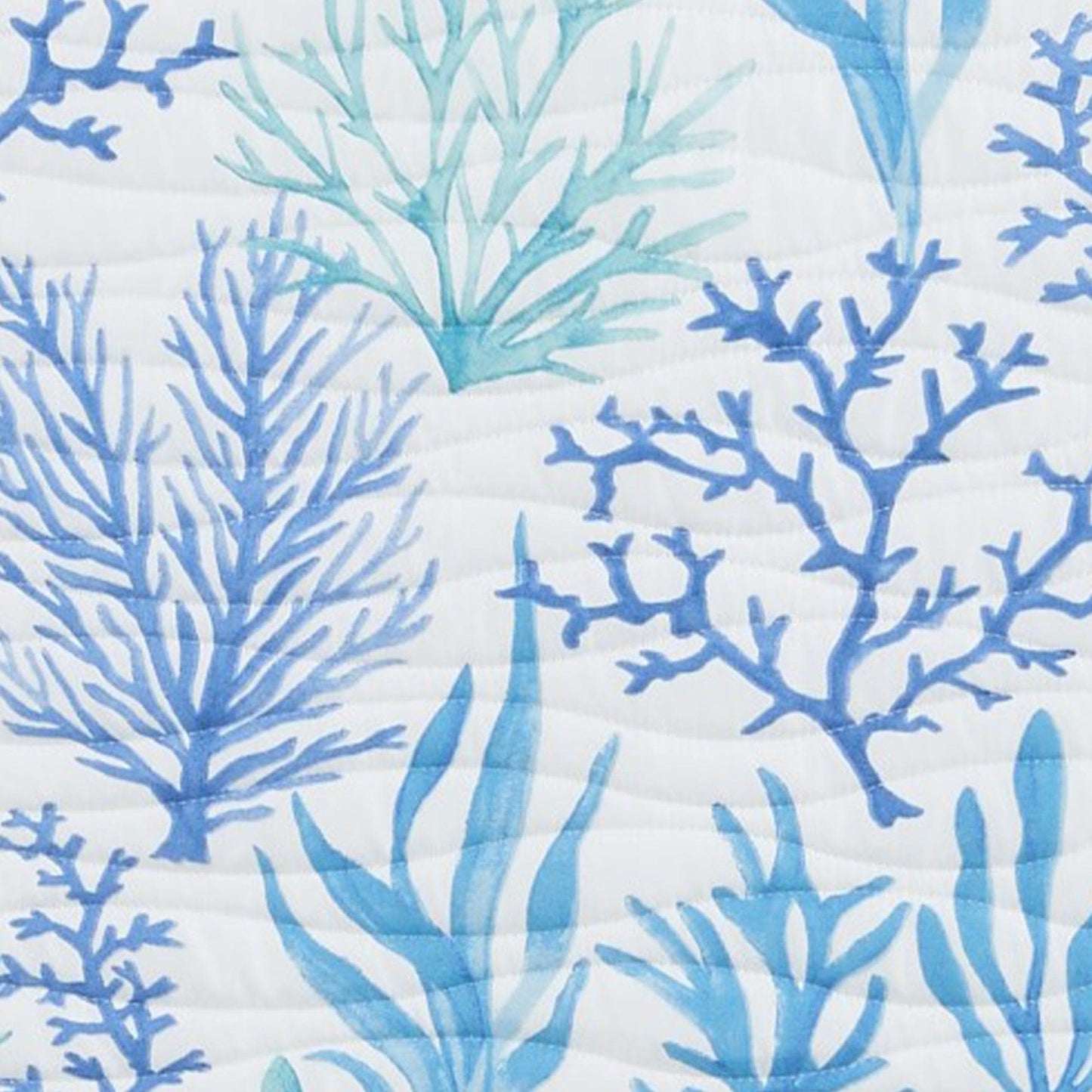 Coastal Blue Coral Quilt Amelia Island 3PC - Lightweight Microfiber