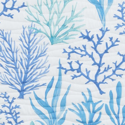 Coastal Blue Coral Quilt Amelia Island 3PC - Lightweight Microfiber