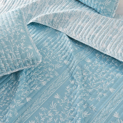 Blue Floral Quilt Set - Coastal Floral Quilts