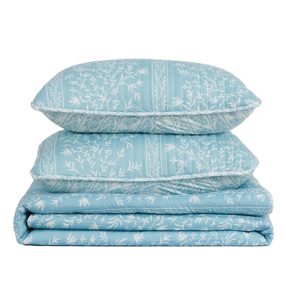 Blue Floral Quilt Set - Coastal Floral Quilts