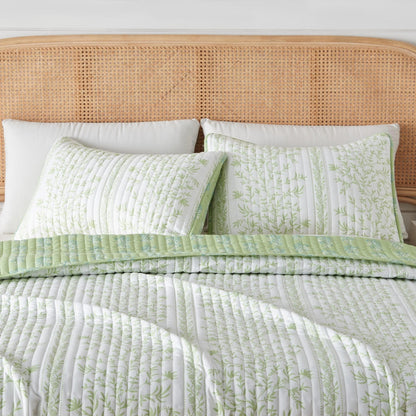 Green Floral Quilt Set - Gorgeous Floral Bedding Sets