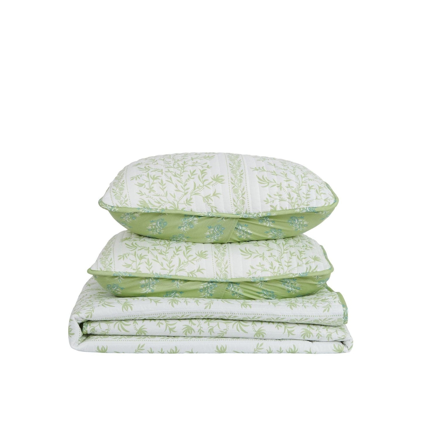 Green Floral Quilt Set - Gorgeous Floral Bedding Sets