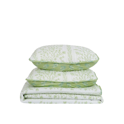 Green Floral Quilt Set - Gorgeous Floral Bedding Sets