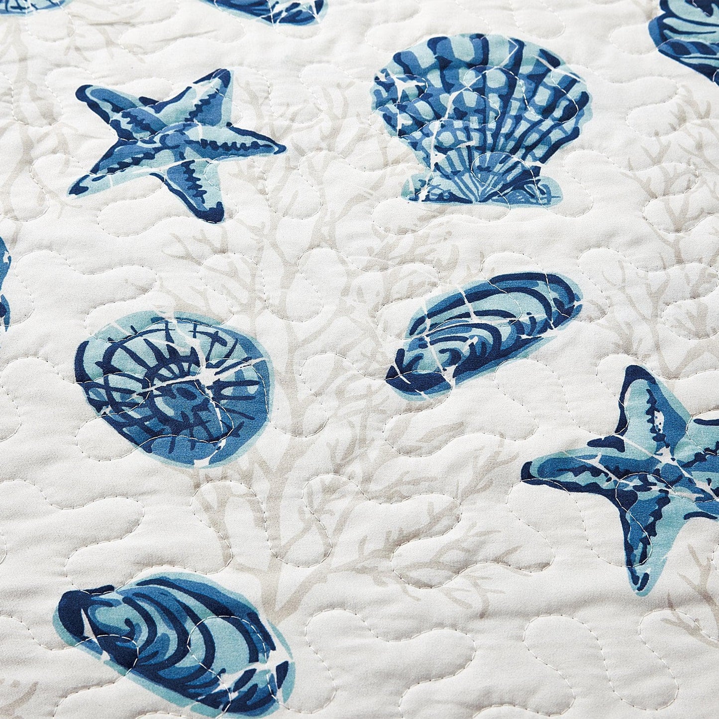 Coastal Blue Quilt Set Bali Collection 3PC - Lightweight Microfiber