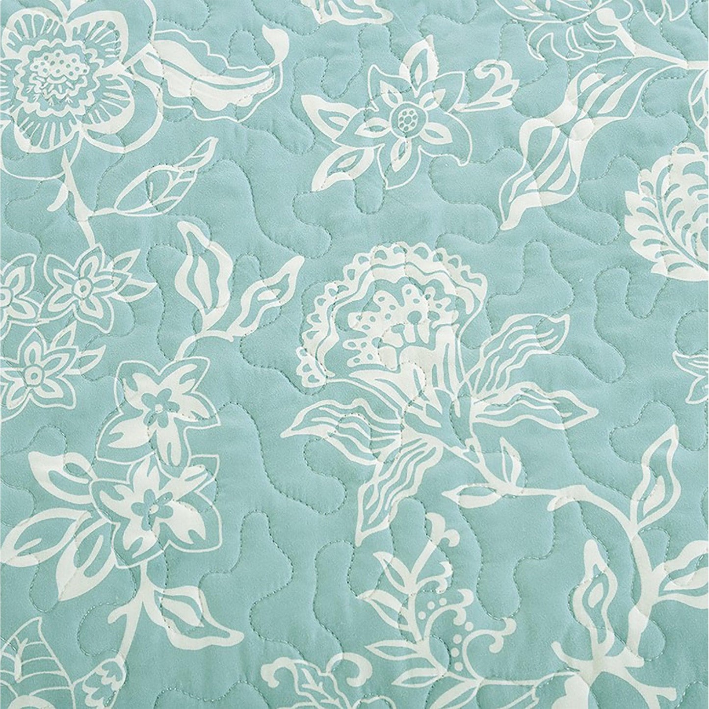 Coastal Floral Quilt Set - Coastal Floral Bedding - Aqua & Grey Color Options