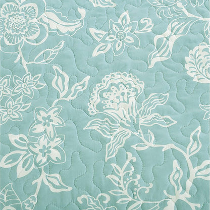 Coastal Floral Quilt Set - Coastal Floral Bedding - Aqua & Grey Color Options