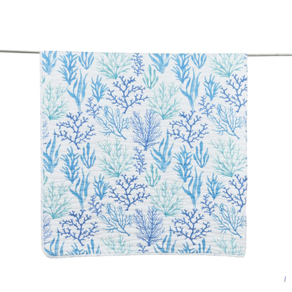 Coastal Blue Coral Quilt Amelia Island 3PC - Lightweight Microfiber