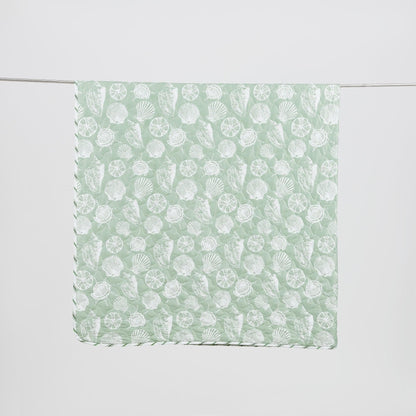 Green Seashell Quilt - Emerald Bay - Seashell Themed Bedding Sets