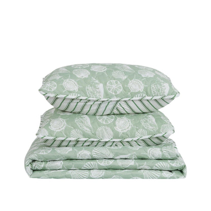 Green Seashell Quilt - Emerald Bay - Seashell Themed Bedding Sets