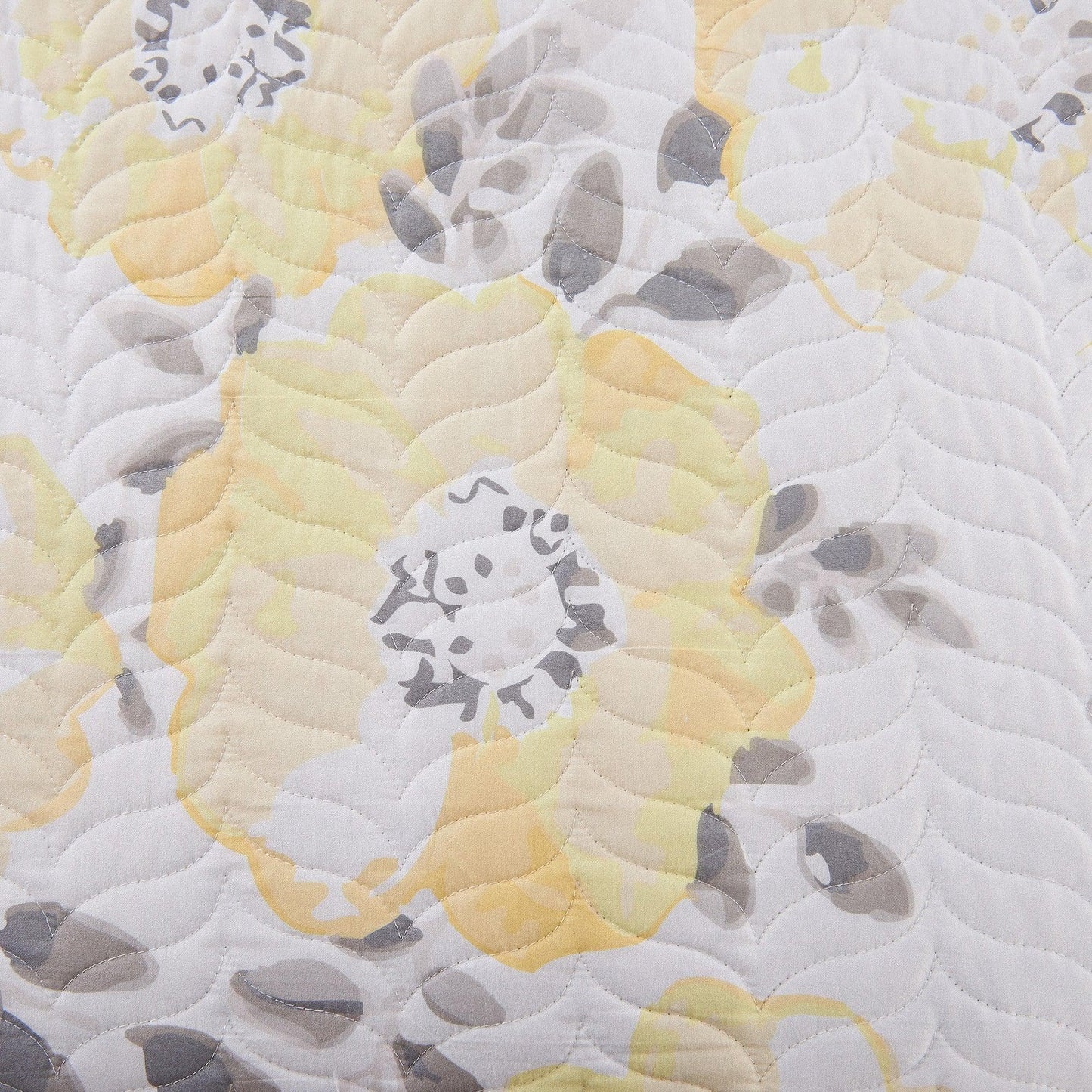 Floral Quilt Set - Yellow & Grey - Floral Themed Bedding