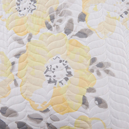 Floral Quilt Set - Yellow & Grey - Floral Themed Bedding