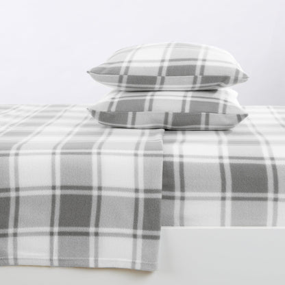 Plaid Fleece Sheet Sets - Navy Blue, Grey, Red & Black