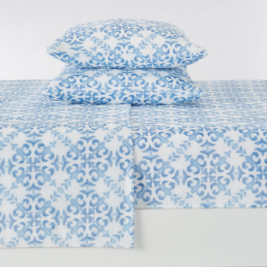 4-Piece Printed Plush Sheet - Velvet Luxe -  Coastal Holiday & Christmas Themed Bedding