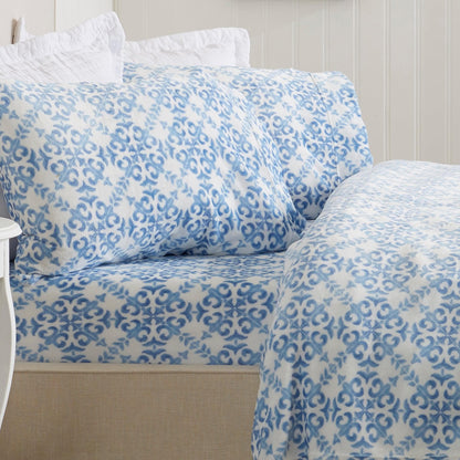 4-Piece Printed Plush Sheet - Velvet Luxe -  Coastal Holiday & Christmas Themed Bedding