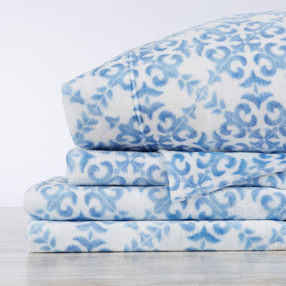 4-Piece Printed Plush Sheet - Velvet Luxe -  Coastal Holiday & Christmas Themed Bedding