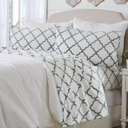 4-Piece Printed Plush Sheet - Velvet Luxe -  Coastal Holiday & Christmas Themed Bedding