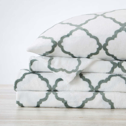 4-Piece Printed Plush Sheet - Velvet Luxe -  Coastal Holiday & Christmas Themed Bedding