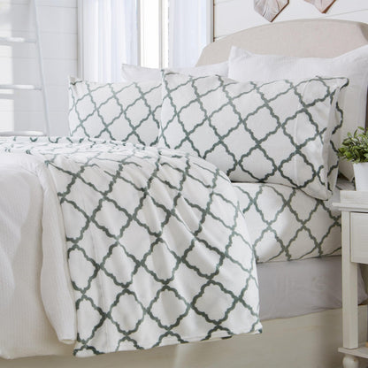 4-Piece Printed Plush Sheet - Velvet Luxe -  Coastal Holiday & Christmas Themed Bedding