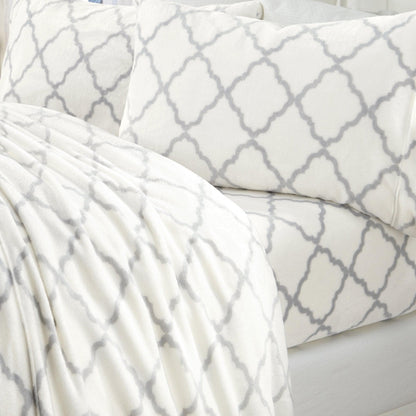 4-Piece Printed Plush Sheet - Velvet Luxe -  Coastal Holiday & Christmas Themed Bedding