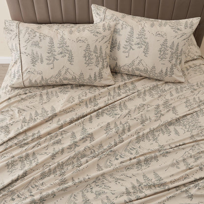 Lodge Microfiber Sheet - Mountain Ridge - Outdoor & Christmas Themed Bedding