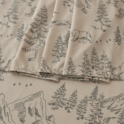 Lodge Microfiber Sheet - Mountain Ridge - Outdoor & Christmas Themed Bedding