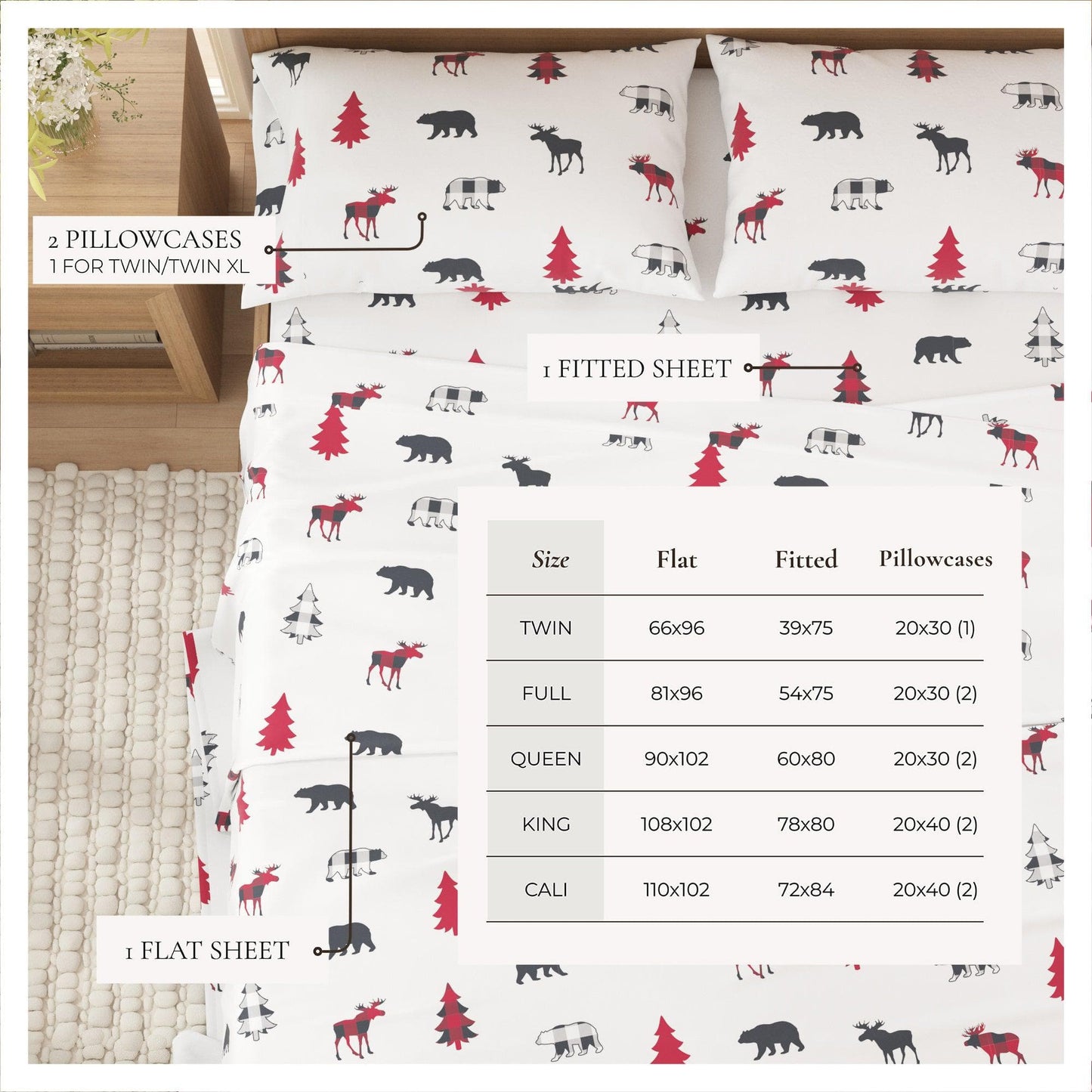 100% Turkish Cotton Flannel Sheet Sets - Christmas Sheets