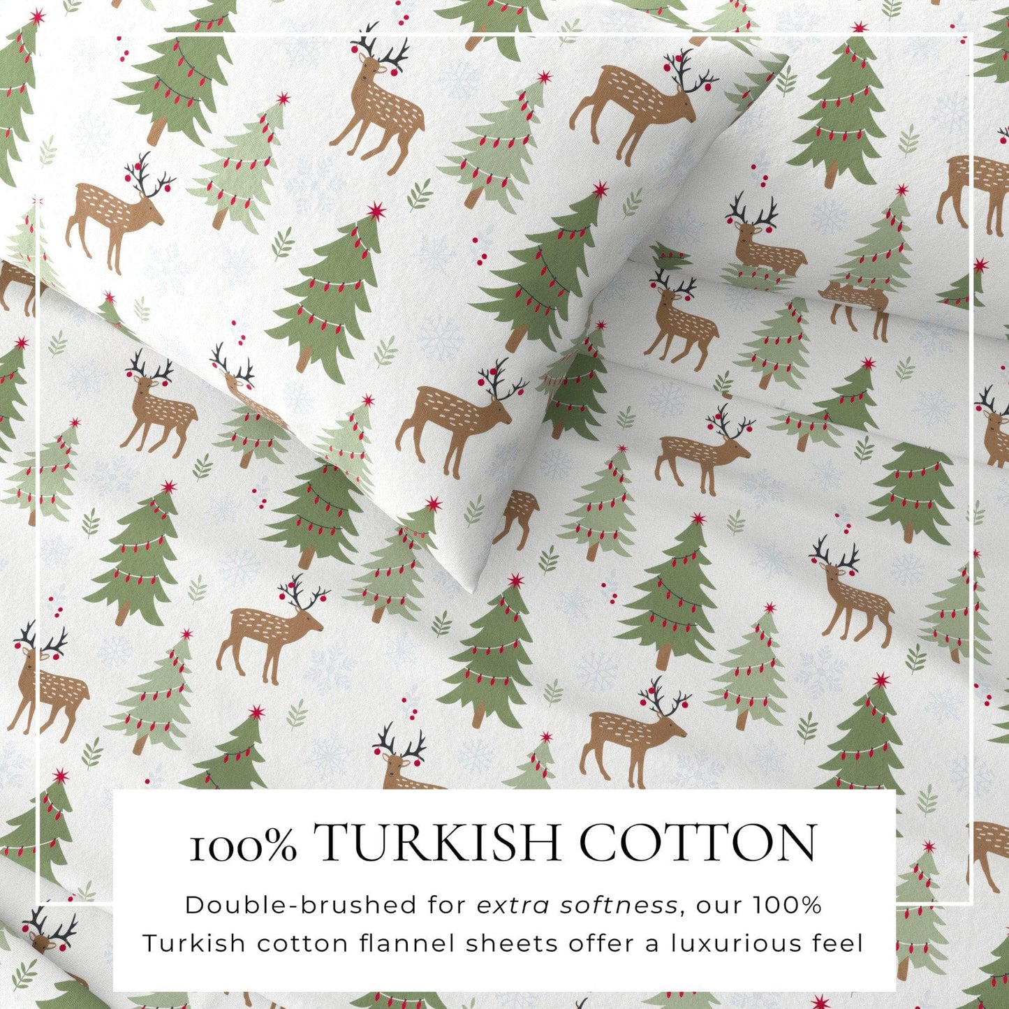 100% Turkish Cotton Flannel Sheet Sets - Christmas Sheets