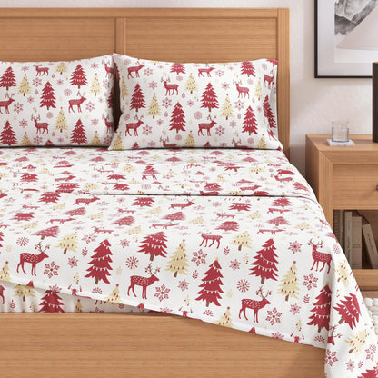 100% Turkish Cotton Flannel Sheet Sets - Christmas Sheets