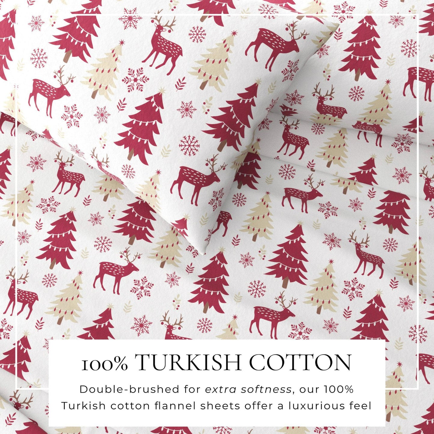 100% Turkish Cotton Flannel Sheet Sets - Christmas Sheets