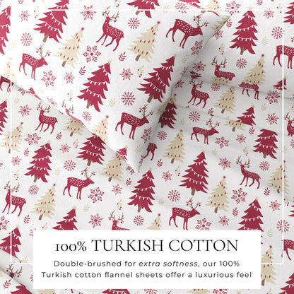 100% Turkish Cotton Flannel Sheet Sets - Christmas Sheets