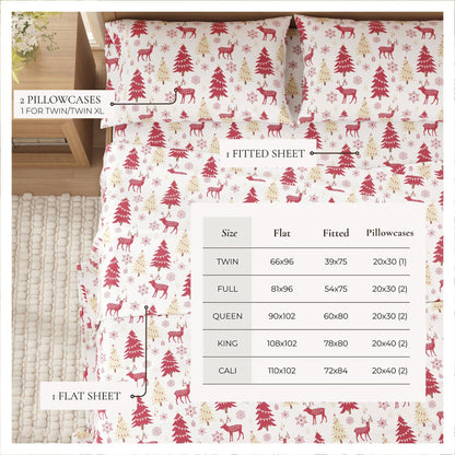 100% Turkish Cotton Flannel Sheet Sets - Christmas Sheets