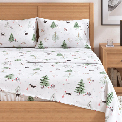 100% Turkish Cotton Flannel Sheet Sets - Christmas Sheets