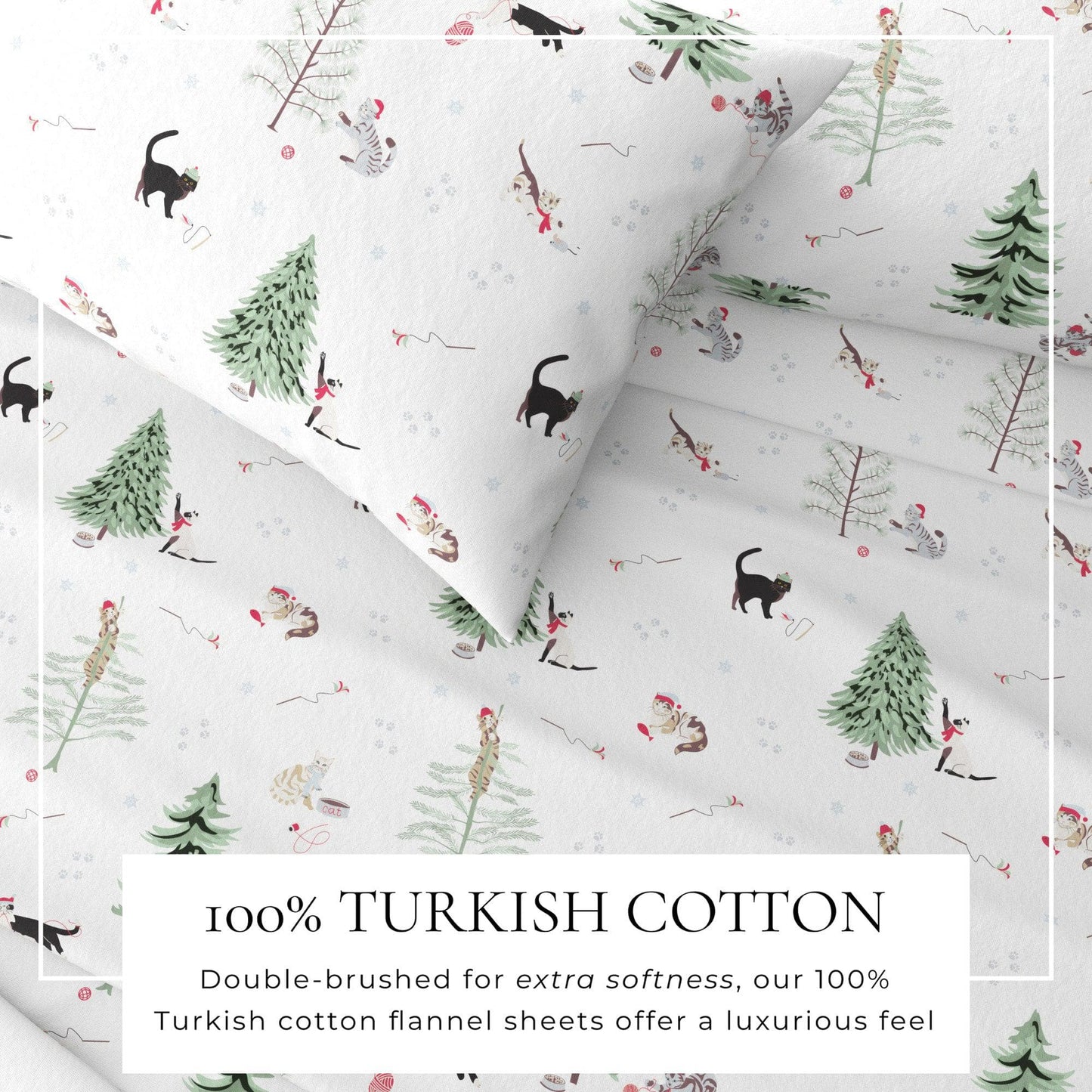 100% Turkish Cotton Flannel Sheet Sets - Christmas Sheets