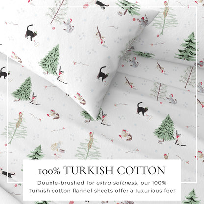 100% Turkish Cotton Flannel Sheet Sets - Christmas Sheets