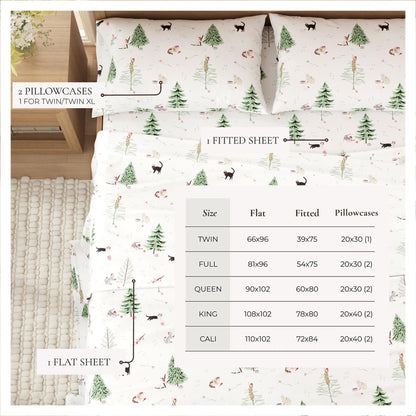 100% Turkish Cotton Flannel Sheet Sets - Christmas Sheets