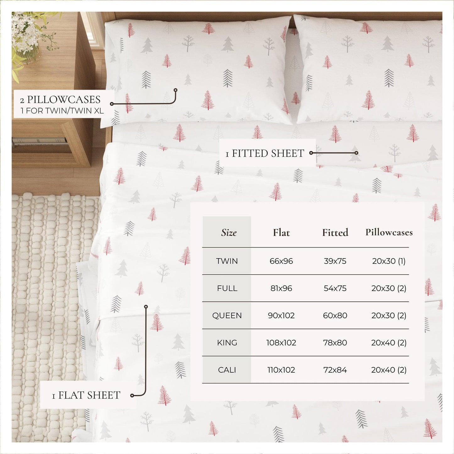 100% Turkish Cotton Flannel Sheet Sets - Christmas Sheets
