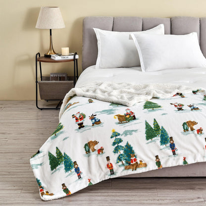 Christmas Sherpa Throw Blanket - Festive Christmas Themed Bedding