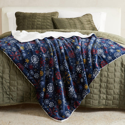 Christmas Sherpa Throw Blanket - Festive Christmas Themed Bedding