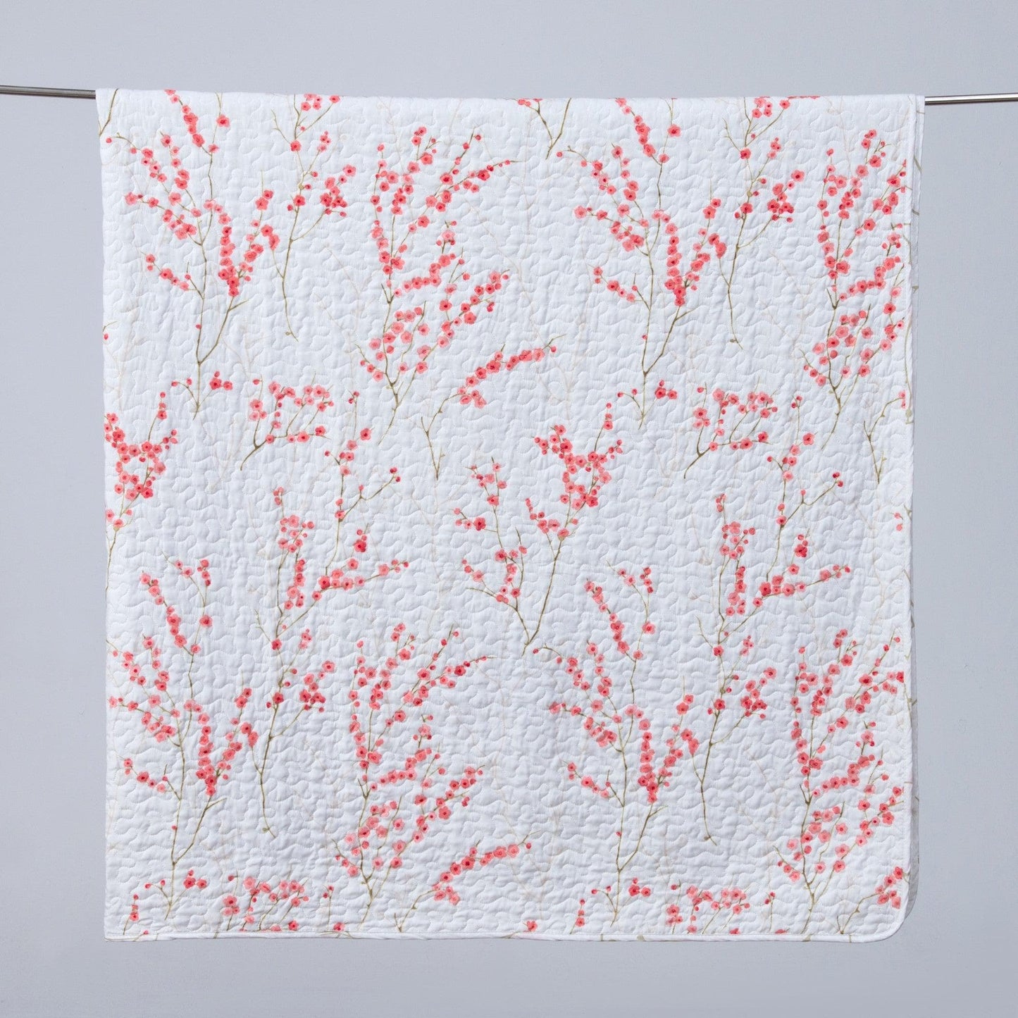 Floral Quilt - White & Coral - Floral Themed Quilts
