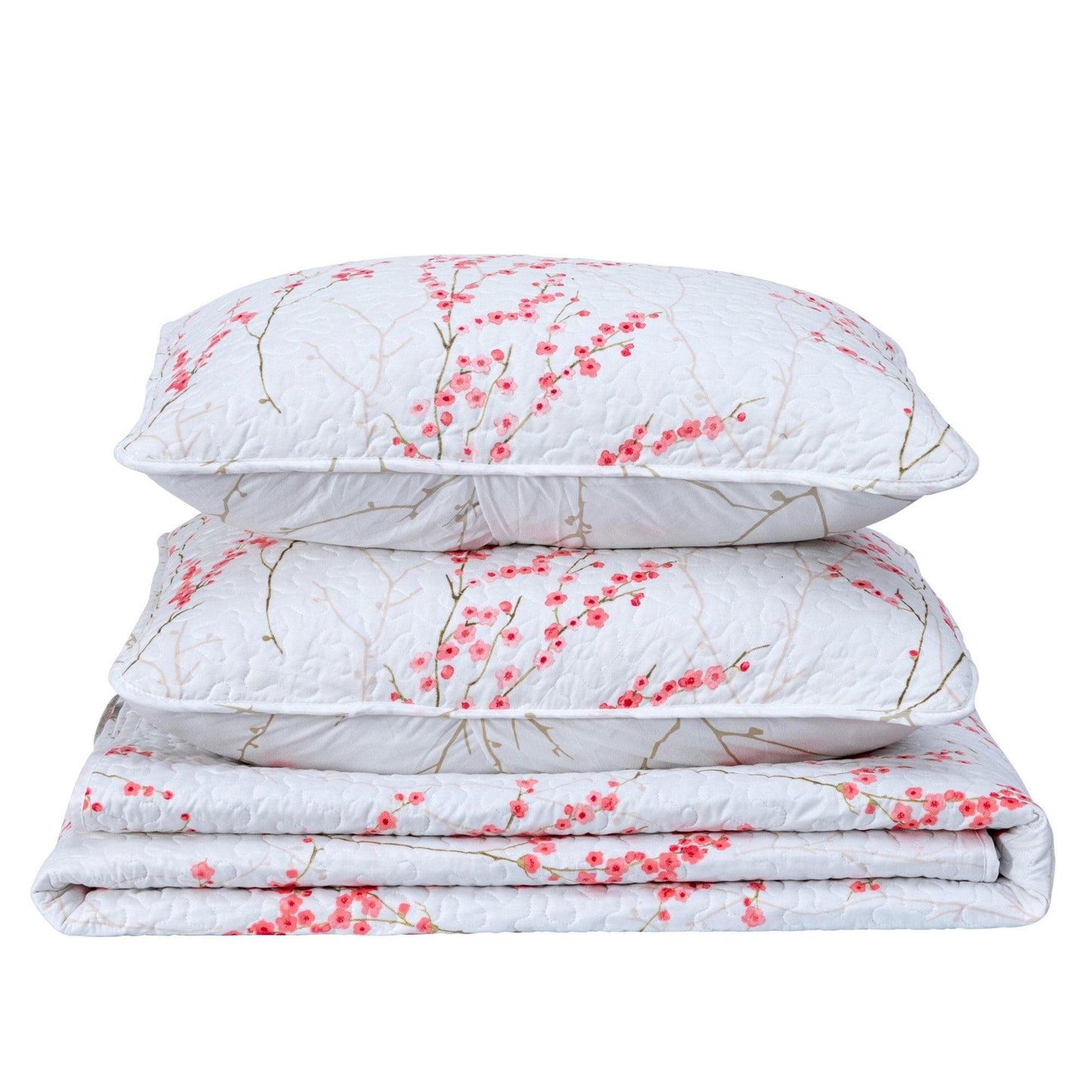 Floral Quilt - White & Coral - Floral Themed Quilts
