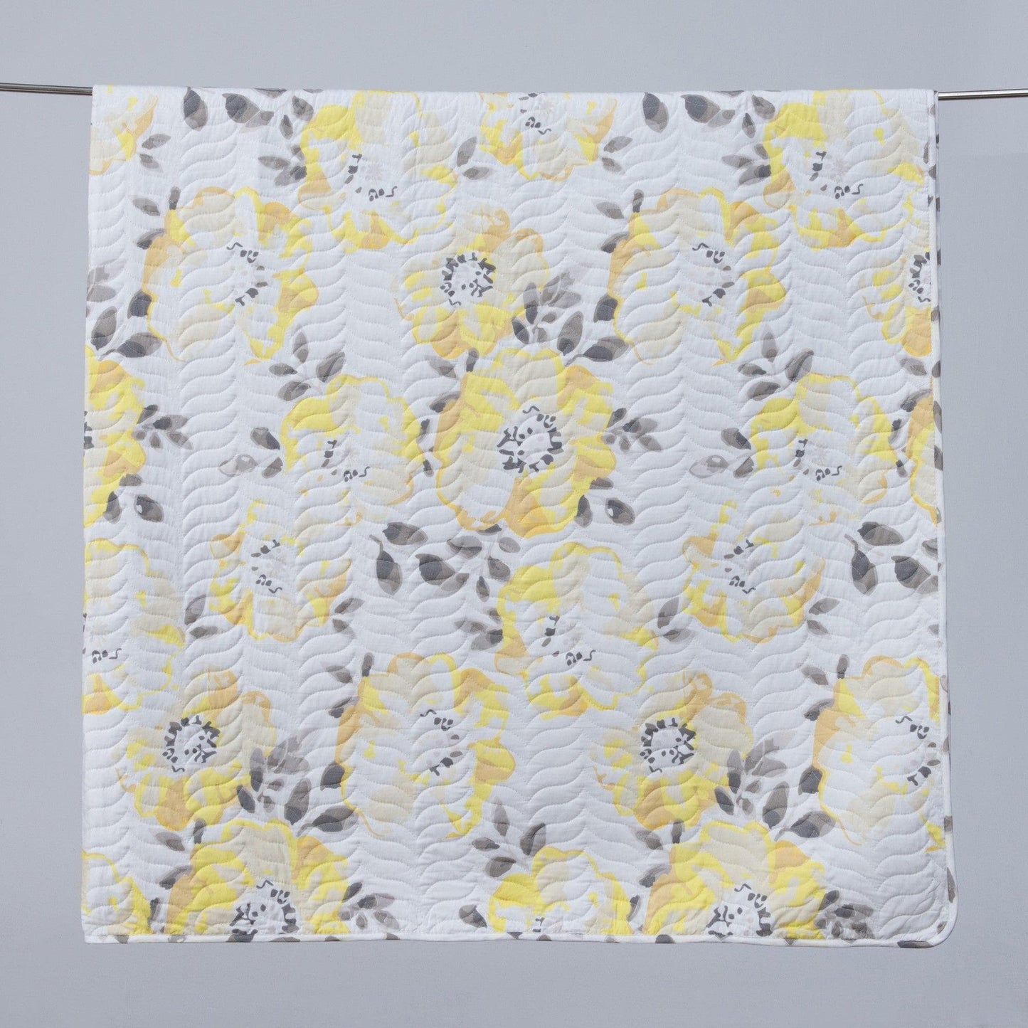 Floral Quilt Set - Yellow & Grey - Floral Themed Bedding
